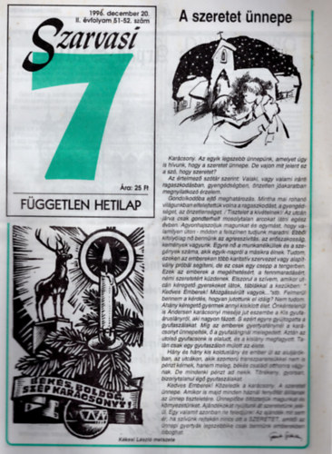 Szarvasi 7 Fggetlen hetilap 1996  ( Teljes v 52 szm )