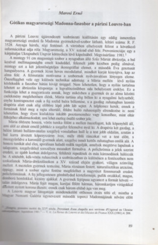 Gtikus magyarorszgi Madonna--faszobor a prizsi Louvre-ban- Klnlenyomat
