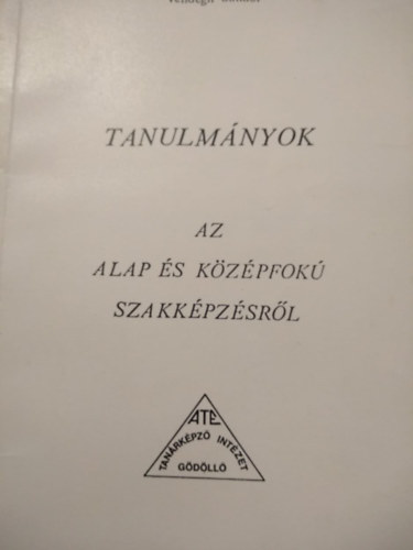 Tanulmnyok az alap s kzpfok szakkpzsrl (Oktatsi segdlet mrnktanr, mszaki tanr s szakoktat szakos hallgatk, kutatk, valamint gyakorl tanrok rszre)