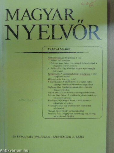 Magyar Nyelvr 120. vf. 1996. 1-4. szm (teljes)