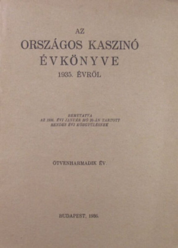 Az Orszgos Kaszin vknyve 1935. vrl