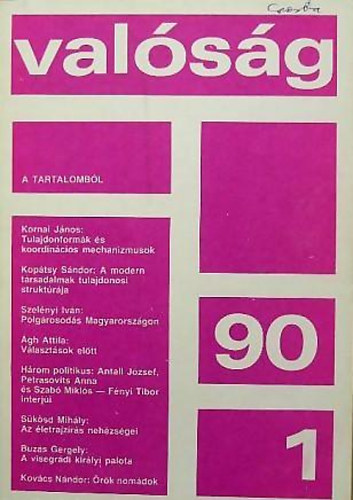 Valsg 1990. janur A Tudomnyos Ismeretterjeszt Trsulat havi folyirata - XXXIII. vfolyam 1. szm