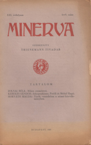 Thienemann Tivadar - Minerva XVI. vfolyam 1-5. szm