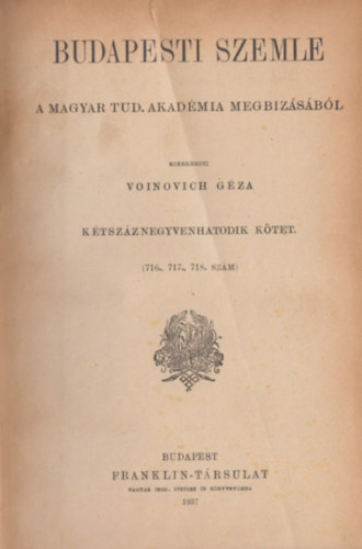 Budapesti Szemle 246. ktet (246-247) (716., 717., 718. szm)