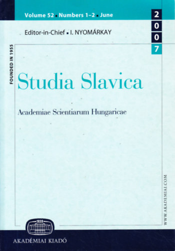 Studia Slavica. Academiae Stientiarum Hungaricae