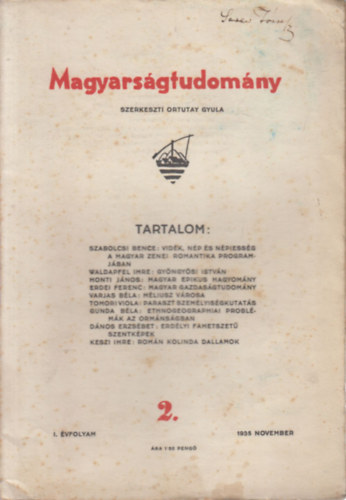 Magyarsgtudomny 1935. november (I. vfolyam, 2. szm)