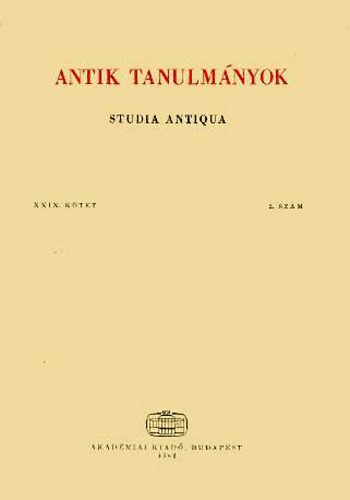Antik tanulm�nyok-Studia antiqua XXVII. k�tet 2. sz�m
