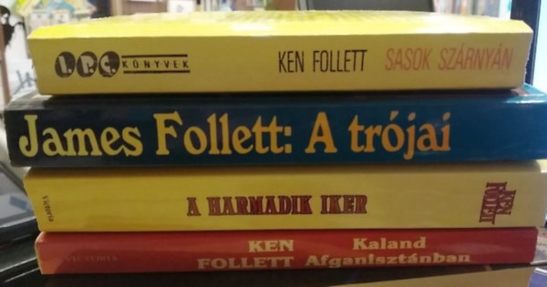 Ken Follett - 4 db-os K�NYVMENT� AJ�NLAT, kalandreg�ny: Kaland Afganiszt�nban+ A harmadik iker+ A tr�jai+ Sasok sz�rny�n