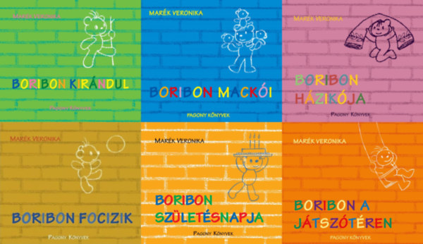 6 db Boribon meseknyv: Boribon macki + Boribon szletsnapja + Boribon a jtsztren + Boribon kirndul + Boribon hzikja + Boribon focizik