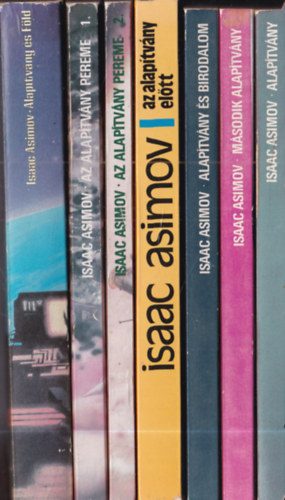 7 db. k�tet az Alap�tv�ny sorozatb�l: Alap�tv�ny + M�sodik Alap�tv�ny + Alap�tv�ny �s Birodalom + Az Alap�tv�ny el�tt + Az Alap�tv�ny Pereme 1-2. + Alap�tv�ny �s F�ld