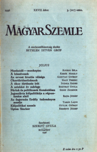 Magyar Szemle 1936-1943. szrvnyszmok (9 szm egybektve)