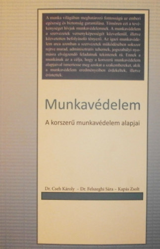 Dr. Cseh Károly - Dr. Felszeghi Sára - Kapás Zsolt - Munkavédelem