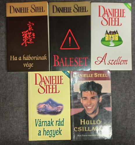 (5db) Danielle Steel romantikus knyvcsomag: Ha a hbornak vge / Baleset / A szellem / Vrnak rd a hegyek / Hullcsillagom - Nick Traine megrendt trtnete