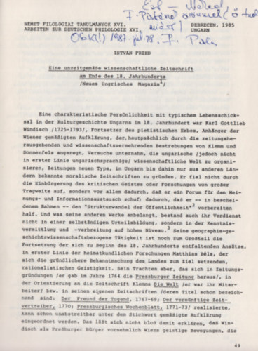 Eine unzeitgem��e wissenschaftliche Zeitschrift am Ende des 18. Jahrhunderts (Dedik�lt)