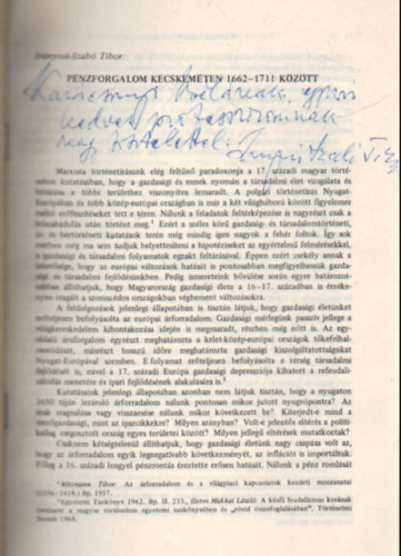 P�nzforgalom Kecskem�ten 1662-1711 k�z�tt - K�l�nlenyomat - Dedik�lt