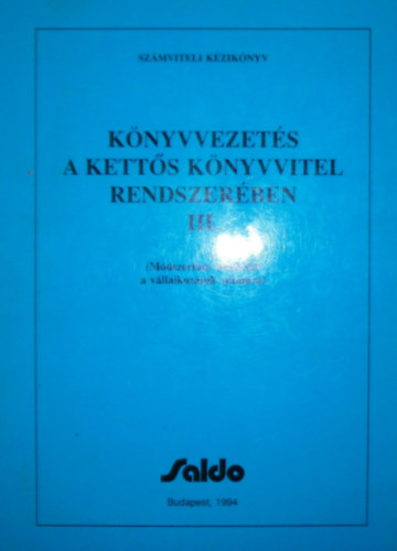 Knyvvezets a ketts knyvvitel rendszerben III.