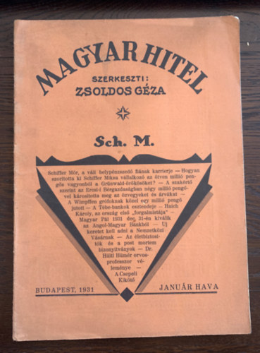 Magyar hitel - Budapest, 1931 Janur hava