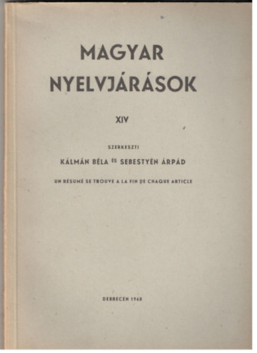 Magyar nyelvjrsok XIV.