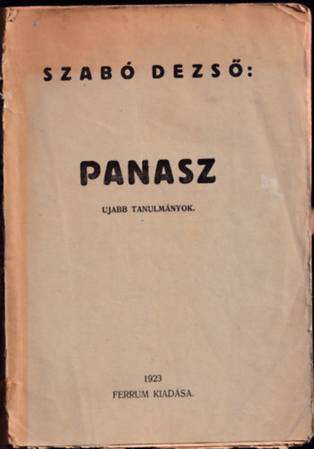 Panasz (Ujabb tanulmnyok)- I. kiads