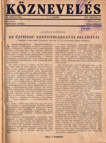 B�ka L�szl�  (fel. szerk.) - K�znevel�s VI. �vfolyam 1950/1-24. sz�m (teljes)