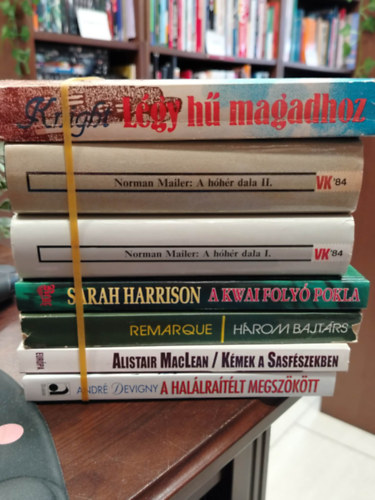 Eric Knight Norman Mailer Norman Mailer Sarah Harrison Erich Maria Remarque Alistair MacLean André Devigny - KÖNYVMENTŐ AJÁNLAT, 6 DB. Világirodalom. Légy hű magadhoz, A hóhér dala II., A hóhér dala I., A Kwai folyó pokla, Három bajtárs, Kémek a Sasfészekben, A halálraítélt megszökött