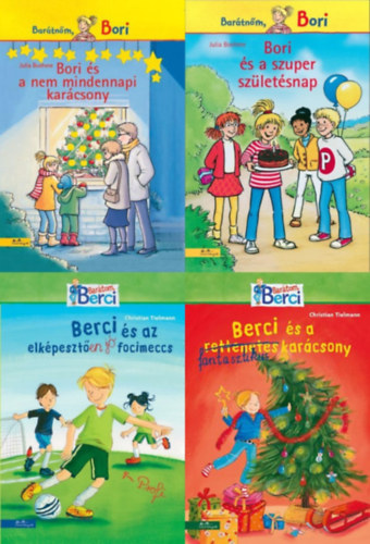 4 db ifj�s�gi reg�ny a Bar�tom, Berci �s a Bar�tn�m, Bori sorozatb�l: Berci �s a fantasztikus kar�csony + Berci �s az elk�peszt�en j� focimeccs + Bori �s a nem mindennapi kar�csony + Bori �s a szuper sz�let�snap