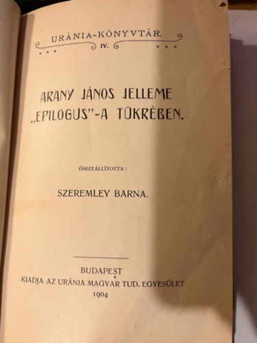 Arany J�nos jelleme "epilogus"-a t�kr�ben