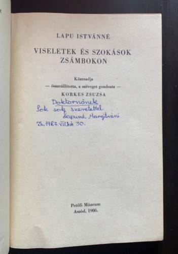 Viseletek �s szok�sok Zs�mbokon