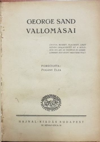 George Sand - George Sand vallomásai