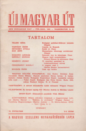j magyar t 1955/2-3. (U.S.A. kiads, egy ktetben)- A Magyar Szellemi Munkakzssg lapja)