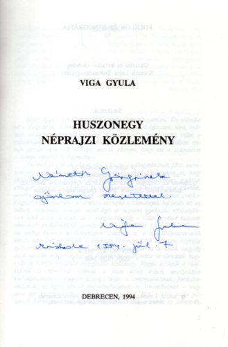 Huszonegy nprajzi kzlemny (folklr s etnogrfia 81.)