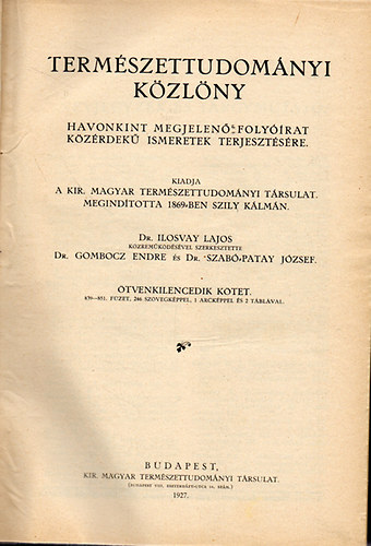 Termszettudomnyi kzlny 1927