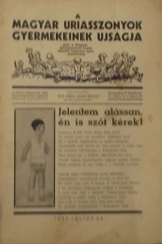 A Magyar Uriasszonyok gyermekeinek ujsgja 1933 jlius 20