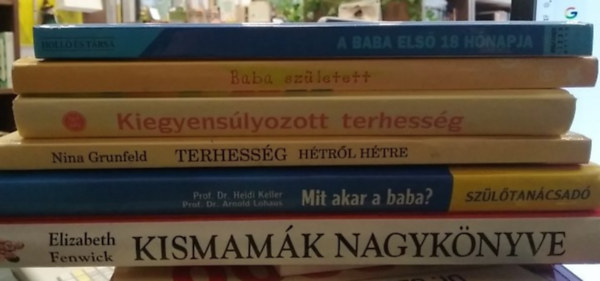 6 db-os K�NYVMENT� AJ�NLAT, gyermekv�r�s: A baba els� 18 h�napja+ Baba sz�letett+ Kiegyens�lyozott terhess�g+ Terhess�g h�tr�l h�tre+ Mit akar a baba? Sz�l�tan�csad�+ Kismam�k nagyk�nyve