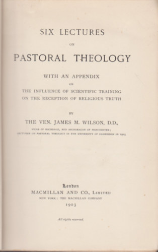 Cambridge Lectures on Pastoral Theology