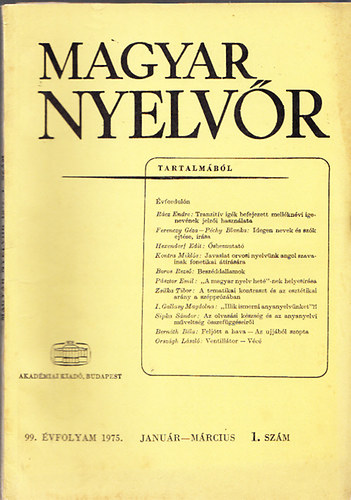 Magyar Nyelvr 1975/1-4. szm (teljes vfolyam)