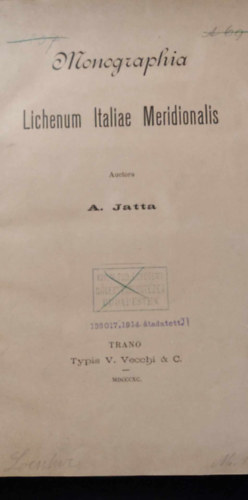 Monographia Lichenum Italiae Meridionalis (A dl-olaszorszgi zuzmk monogrfija)