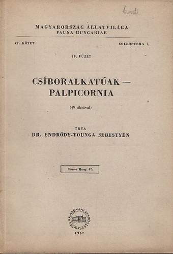 Csboralkatak - Palpicornia (Magyarorszg llatvilga - Fauna Hungariae 87., VI. ktet, Coleoptera I., 10. fzet)