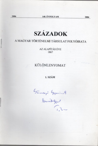 A v�rosi elit Ny�regyh�z�n a 20. sz�zad els� fel�ben- Sz�zadok  A Magyar T�rt�nelmi T�rsulat foly�irata- k�l�nlenyomat ( dedik�lt ) 2006