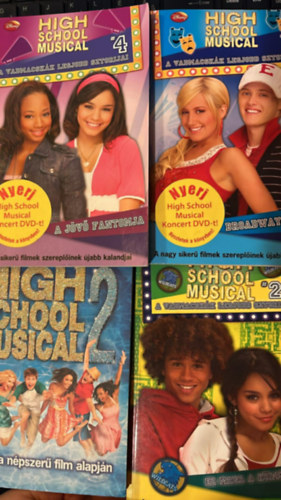 4 db HSM k�nyv: High School Musical 2 + A vadmacsk�k legjobb sztorijai 2.,4.,5.,