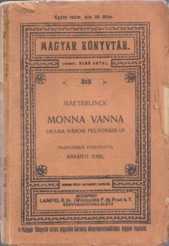 Monna Vanna - Drma hrom felvonsban (Magyar Knyvtr)