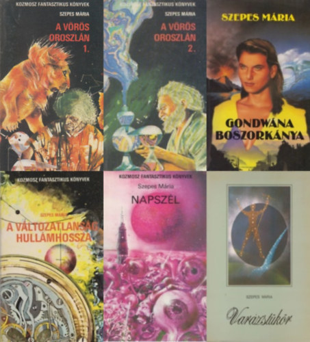 5 db Szepes M�ria sci-fi reg�ny: Gondw�na boszork�nya + A v�r�s oroszl�n I-II. + Napsz�l + Var�zst�k�r + A v�ltozatlans�g hull�mhossza (5 m� 6 k�tetben)