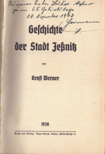 Ernst Werner - Geschichte der Stadt Jesnik