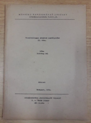 Dieselvillamos j�rm�vek szab�lyoz�sa II. r�sz