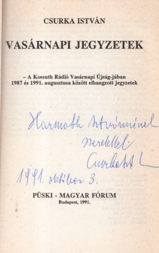 Vas�rnapi jegyzetek