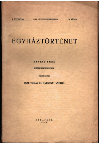 Egyhztrtnet I. vfolyam 3. fzet 1943