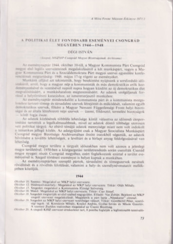 D�gi Istv�n - A politikai �let fontosabb esem�nyei Csongr�d megy�ben 1944-1948 - K�l�nlenyomat