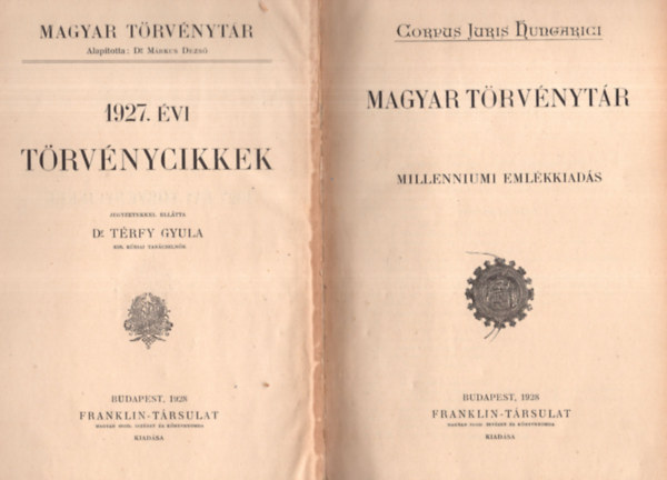 Magyar Trvnytr- 1927. vi trvnycikkek (Corpus Juris Hungarici)