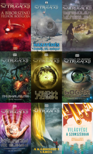 9 db Sztrugackij sci-fi: Kammerer-tril�gia (Lakott sziget + Bog�r a hangyabolyban + V�laszd az �letet) + A b�borsz�n� felh�k bolyg�ja + Hazat�r�s - Delel�, 22. sz�zad + Menek�l�si k�s�rlet + Nyugtalans�g + A k�rhozot