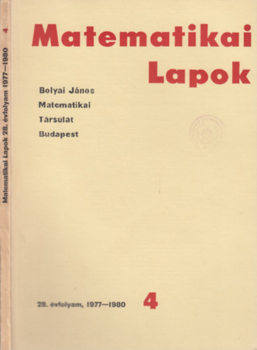 Csszr kos  (fel.szerk.) - 2 db Matematikai Lapok (28.vfolyam 1977-1980. 4. + 29.vfolyam 1977-1981. 1-3.)